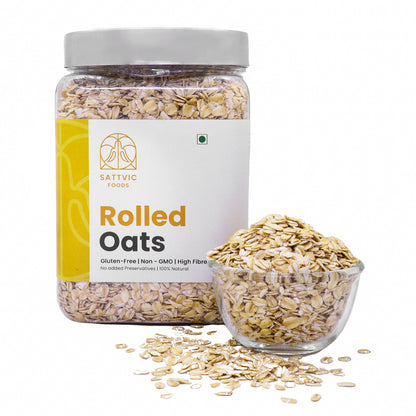 Image 11 of 1 kg for the product Sattvic Foods Rolled Oats | Jumbo-Sized, Gluten-free, Fibre-Rich