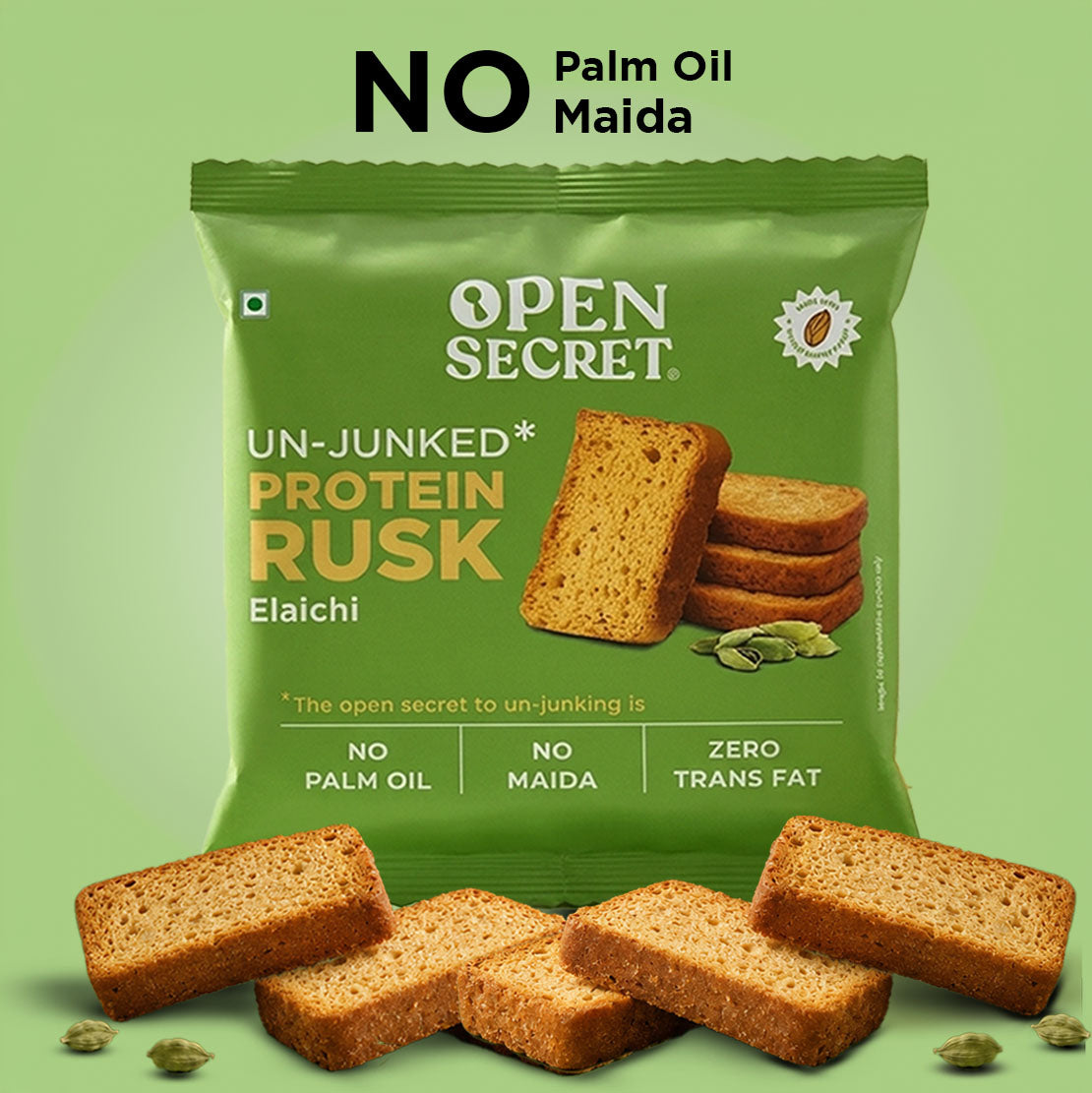 Image 2 of Open Secret High Protein Rusk - Elaichi