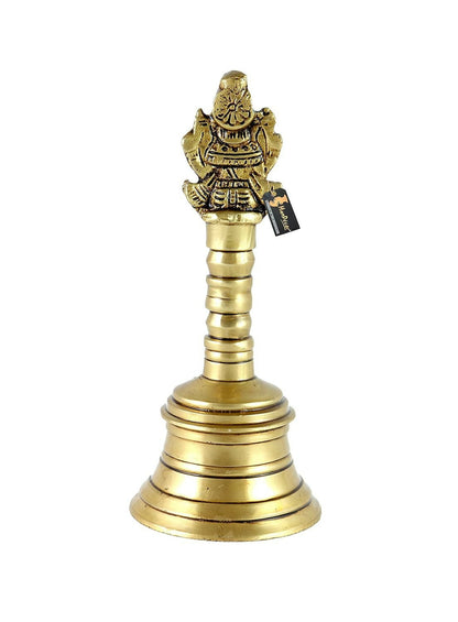 Image 1 of Default Title for the product Two Moustaches 5-Inch Pure Brass Pooja Hand Bell Temple & Aarti Ghanti