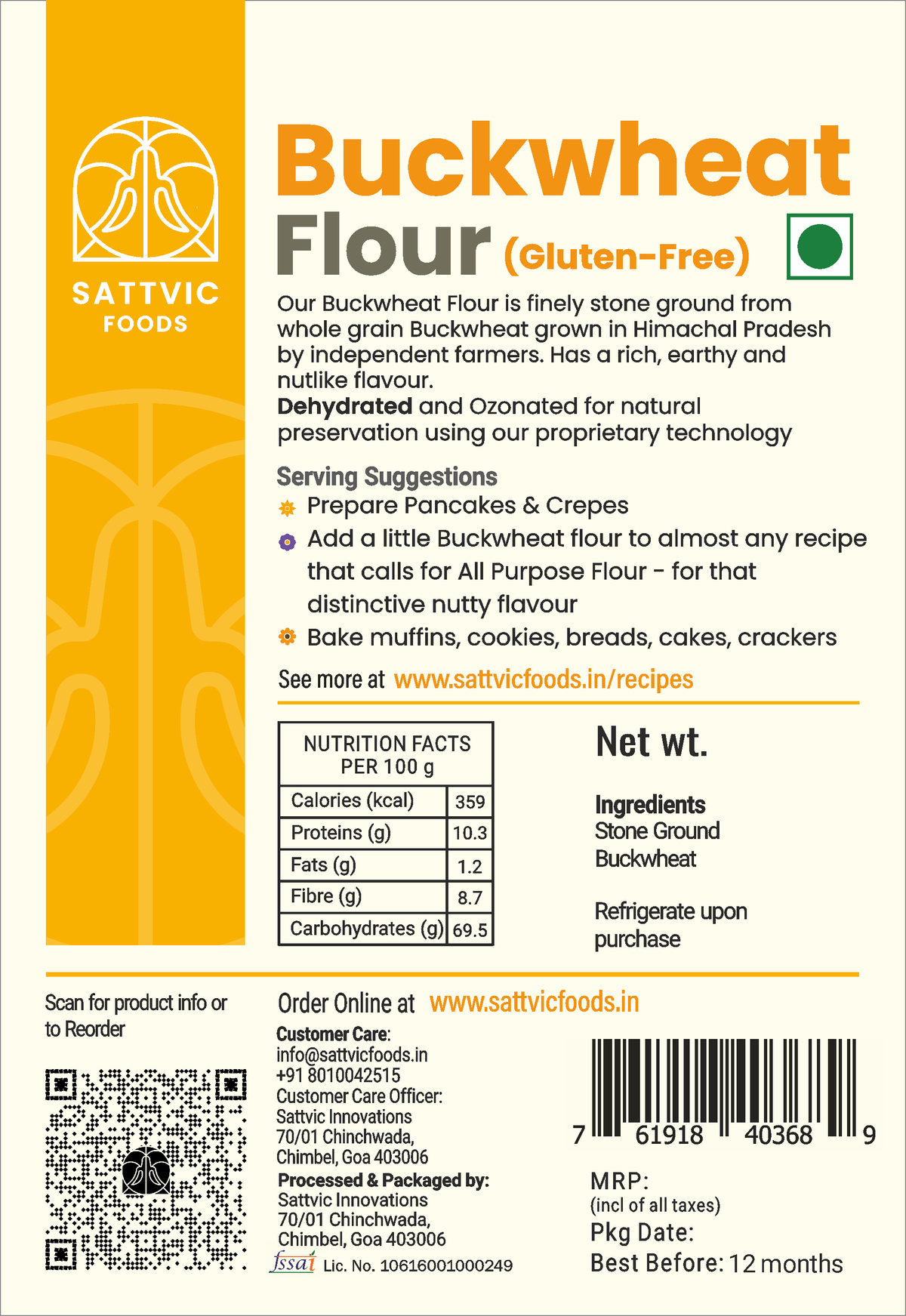 Image 6 of Sattvic Foods Buckwheat Flour | Gluten-free | Protein and Fibre Packed