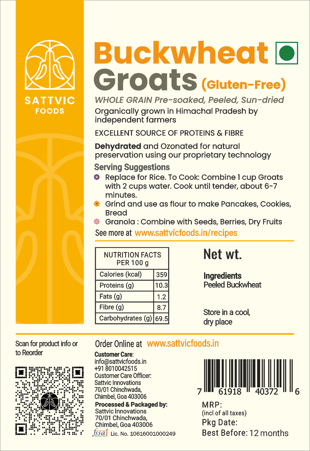 Image 6 of Sattvic Foods Buckwheat Groats | Gluten-free, Protein & Fibre Packed