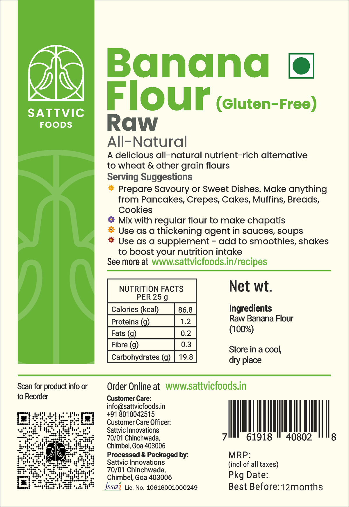 Image 6 of Sattvic Foods Raw Banana Flour | Natural Gluten-Free | Superfood