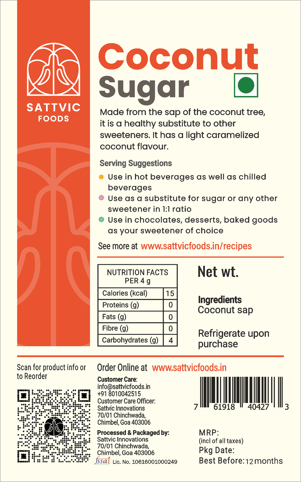 Image 6 of Sattvic Foods Coconut Sugar | Unrefined, Natural, Low-GI Sweetener
