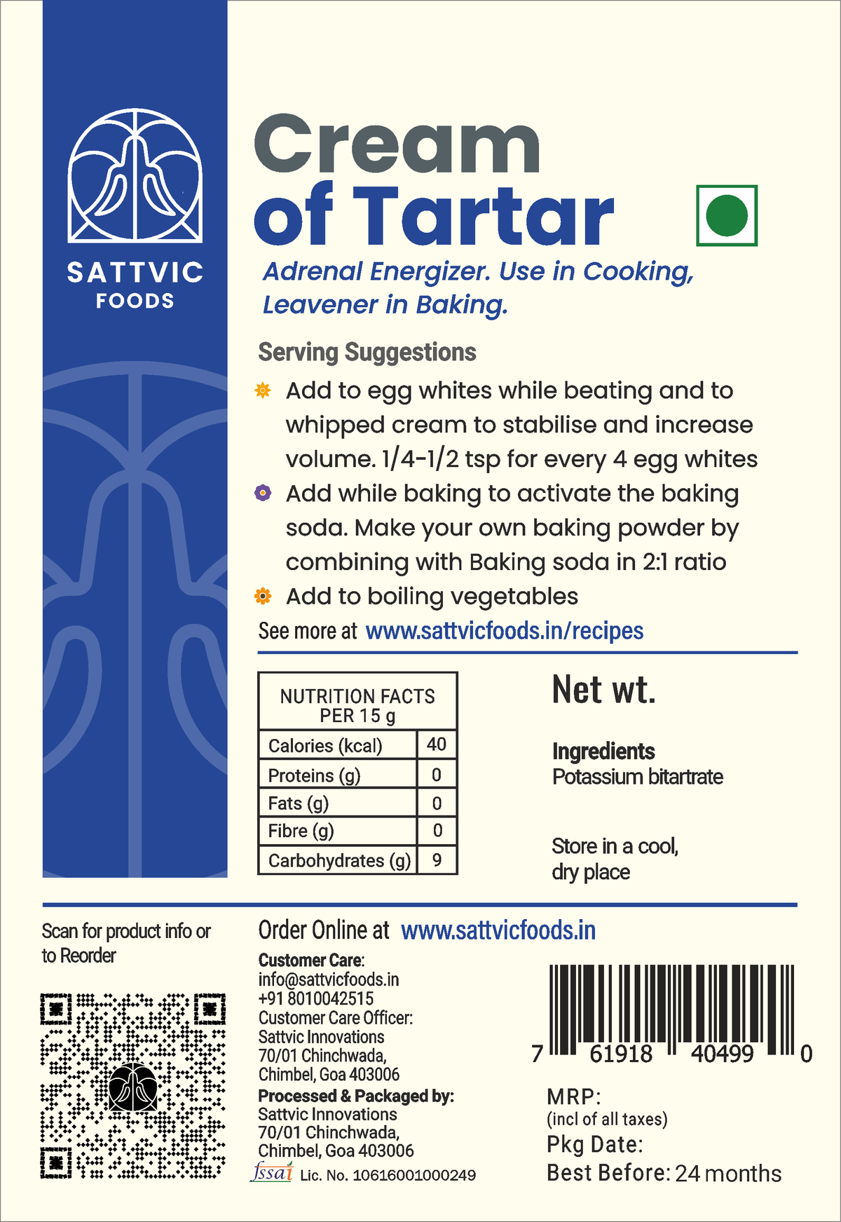 Image 7 of Sattvic Foods Cream of Tartar | Use in Baking & Cleaning