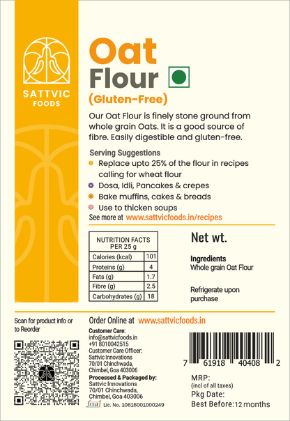 Image 6 of Sattvic Foods Oat Flour | Stone-Ground, Whole-Grain & Gluten-Free