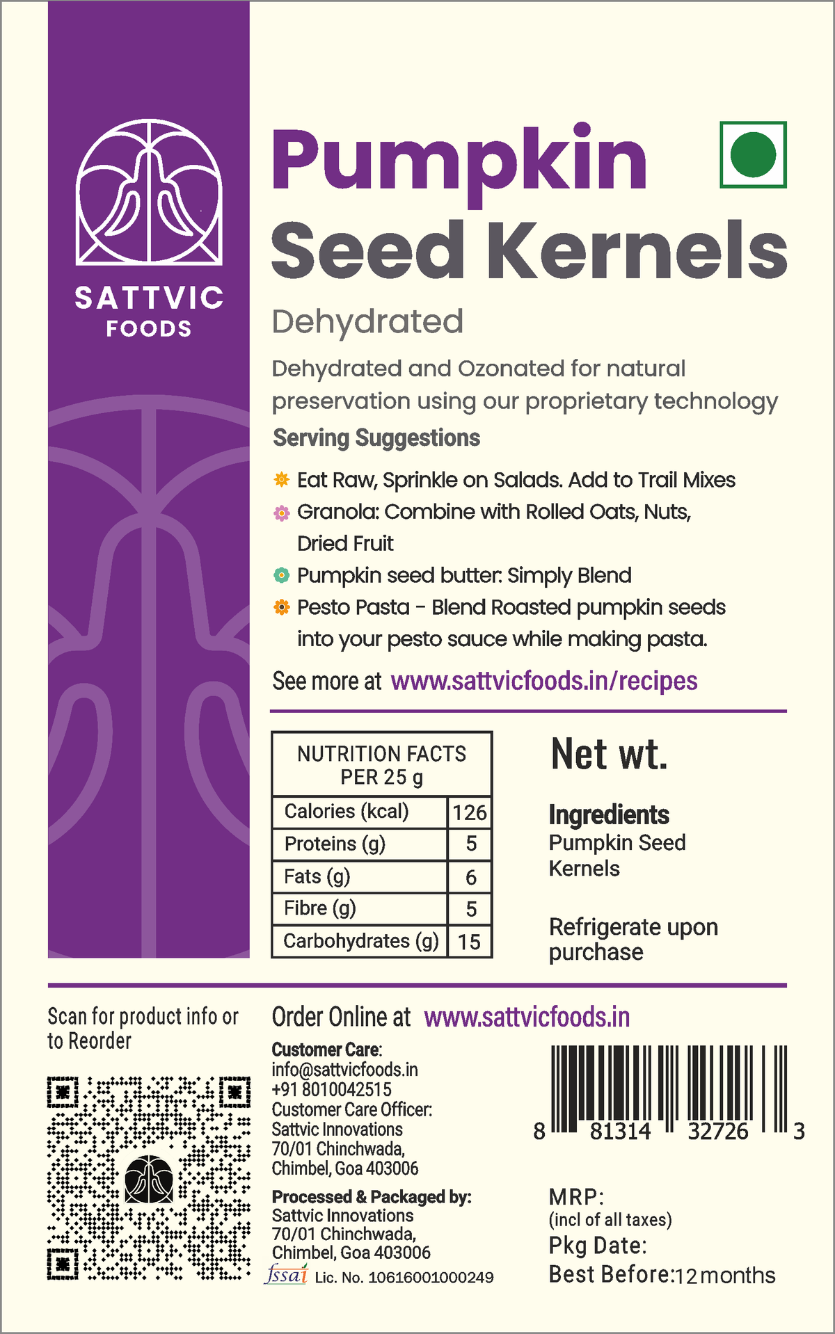 Image 6 of Sattvic Foods Green Pumpkin Seeds | Mineral-Rich | No Shell