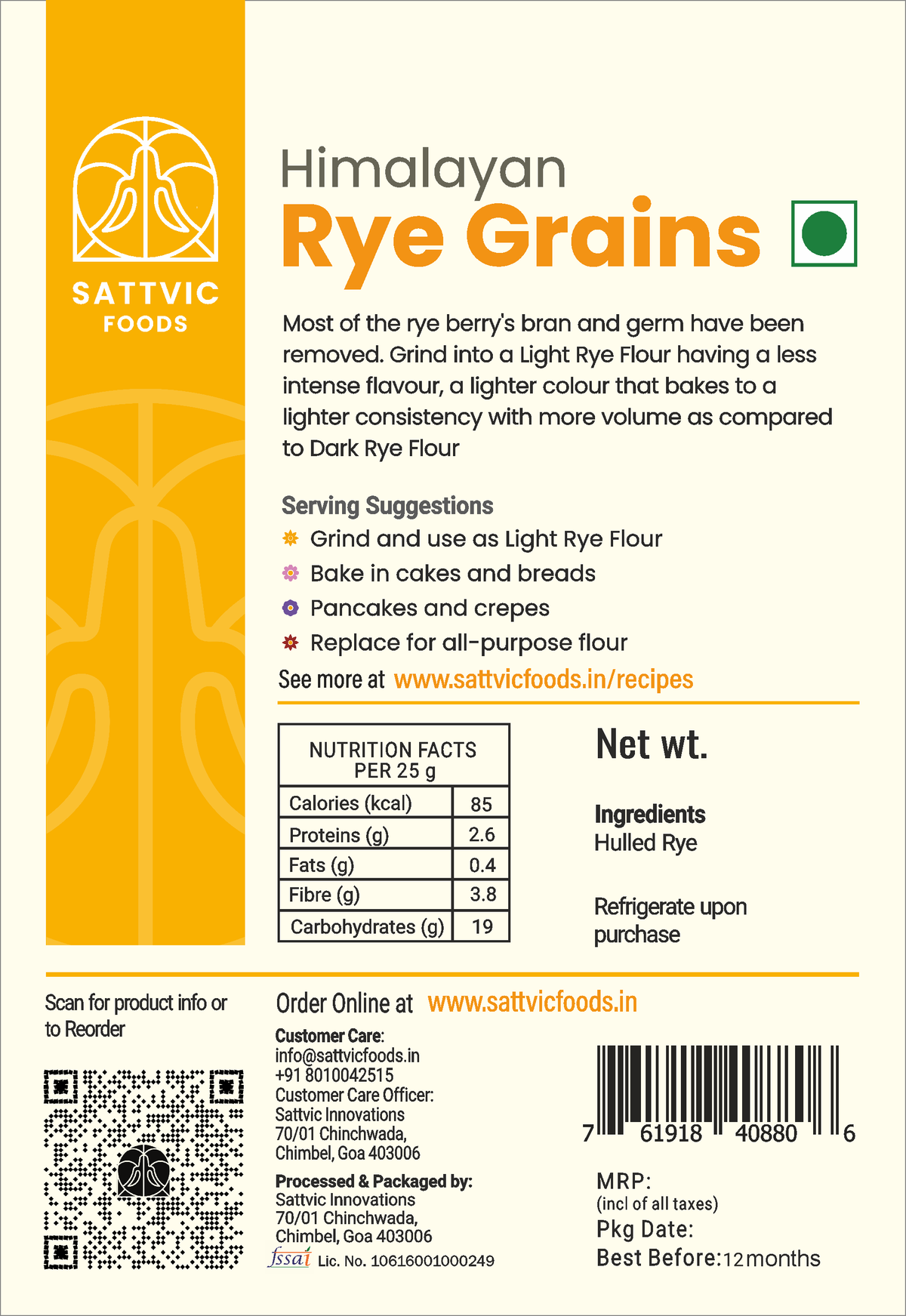 Image 6 of Sattvic Foods Himalayan Rye Grains | Rich in Dietary Fibre