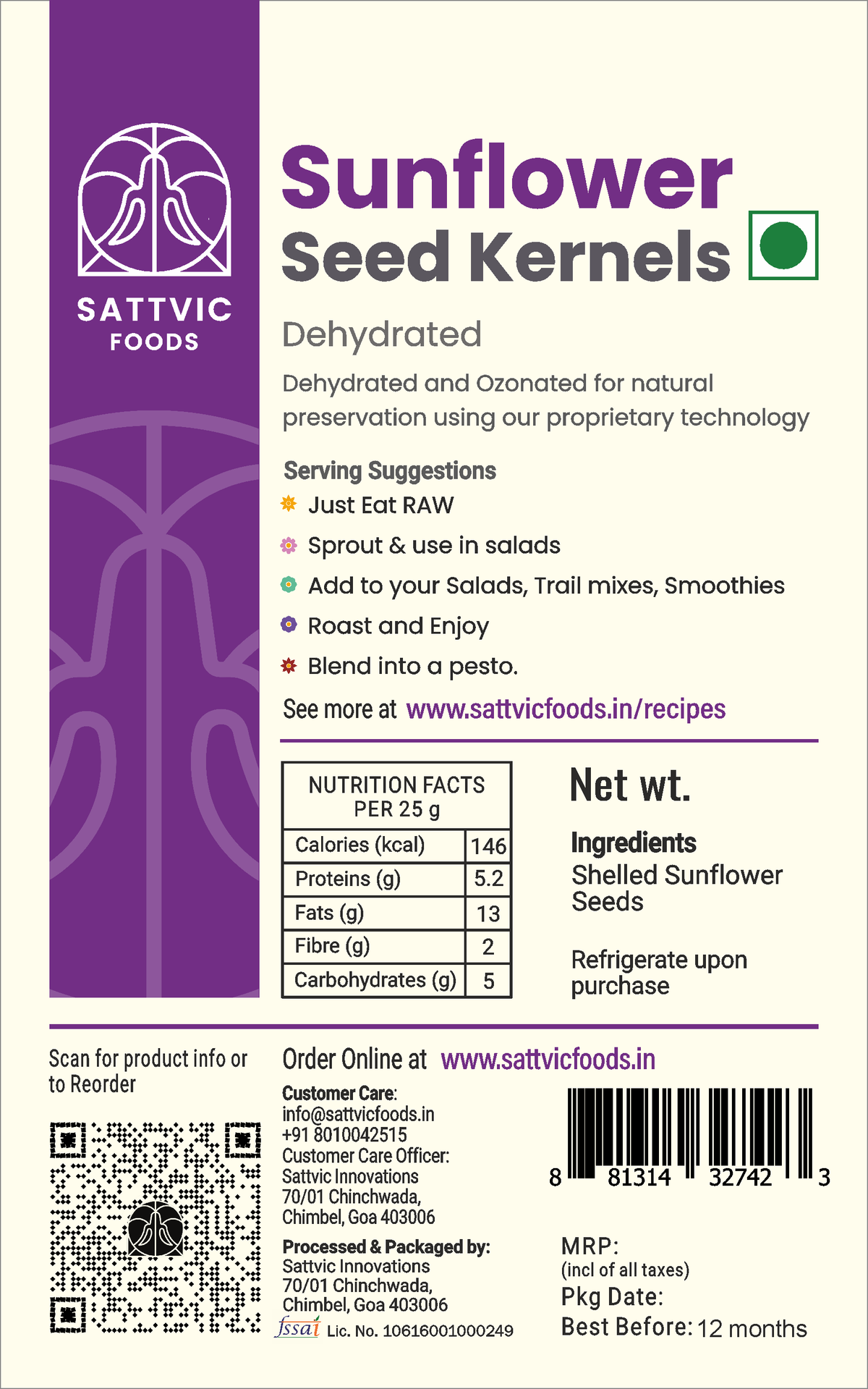 Image 6 of Sattvic Foods Raw Sunflower Seeds (No Shell)