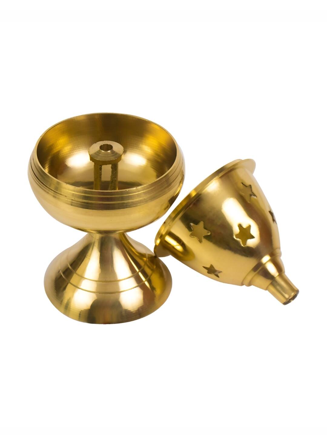 Image 2 of Spillbox Gold-Toned Brass Akhand Diya With Stand Pooja Essential