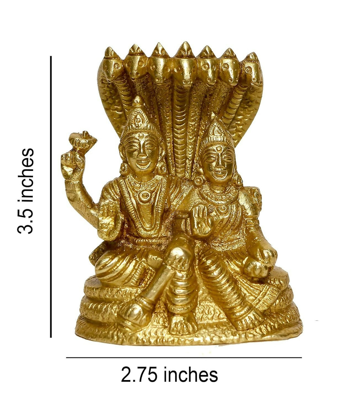 Image 3 of P.J.Handicrafts Brass Metal Statue Of Vishnu Ji With Laxmi