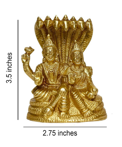 Image 3 of P.J.Handicrafts Brass Metal Statue Of Vishnu Ji With Laxmi