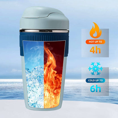 Image 2 of Wosta Travel Coffee Mug with Lid and Straw Tumbler - 480ml (Sky Blue)