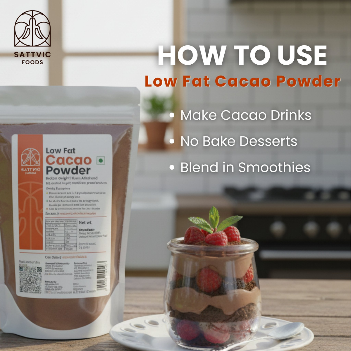 Image 6 of Sattvic Foods Cacao Powder (Low Fat) | Indian Origin & Non-Alkalized