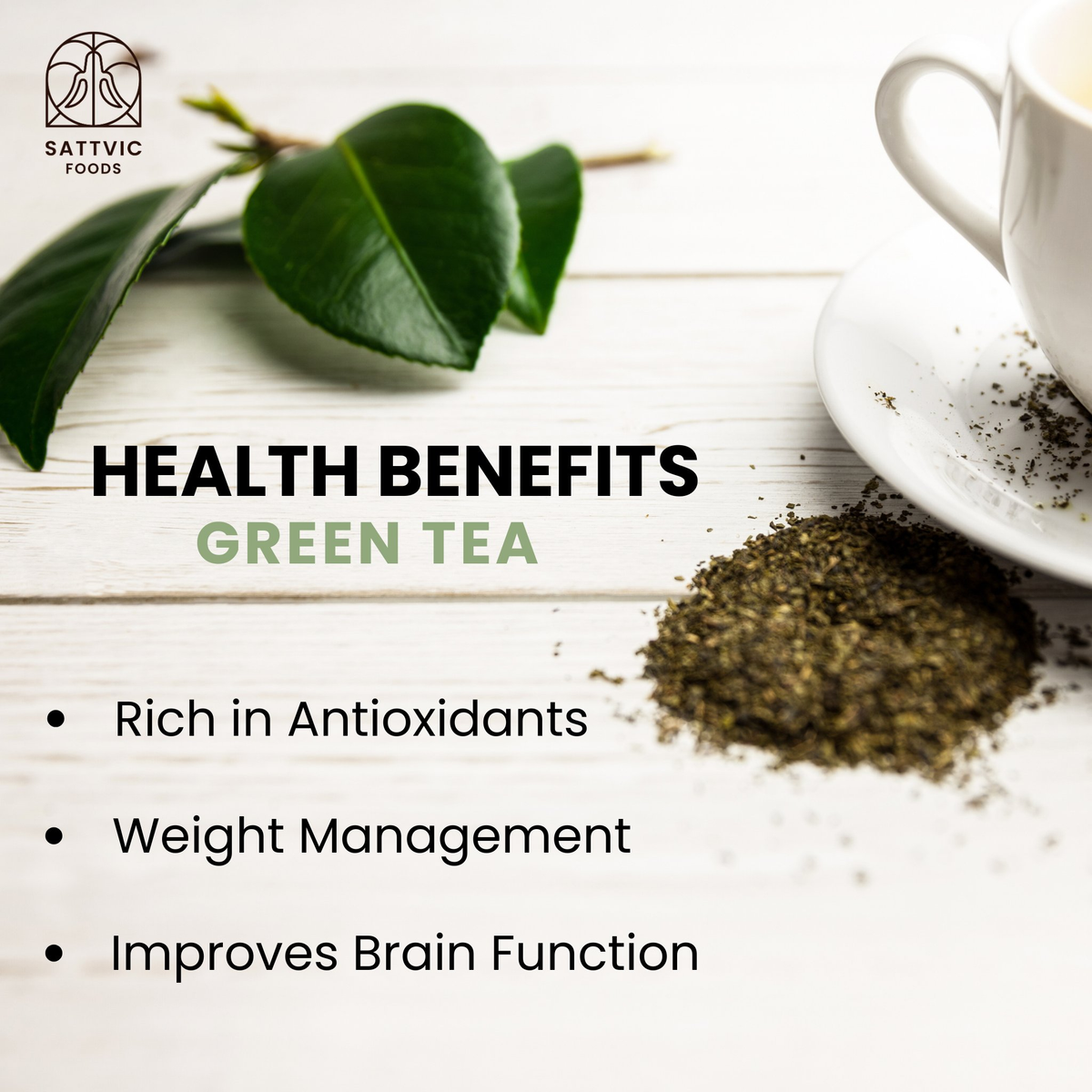 Image 3 of Sattvic Foods Green Tea - Nature’s Curls | Whole Leaf Grade
