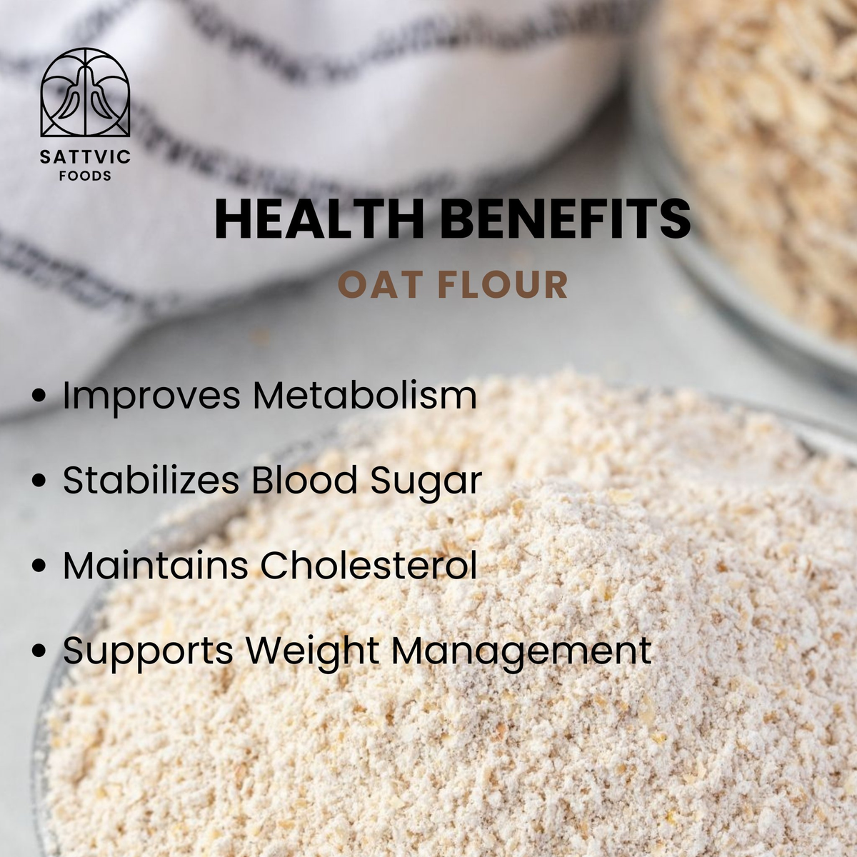 Image 4 of Sattvic Foods Oat Flour | Stone-Ground, Whole-Grain & Gluten-Free