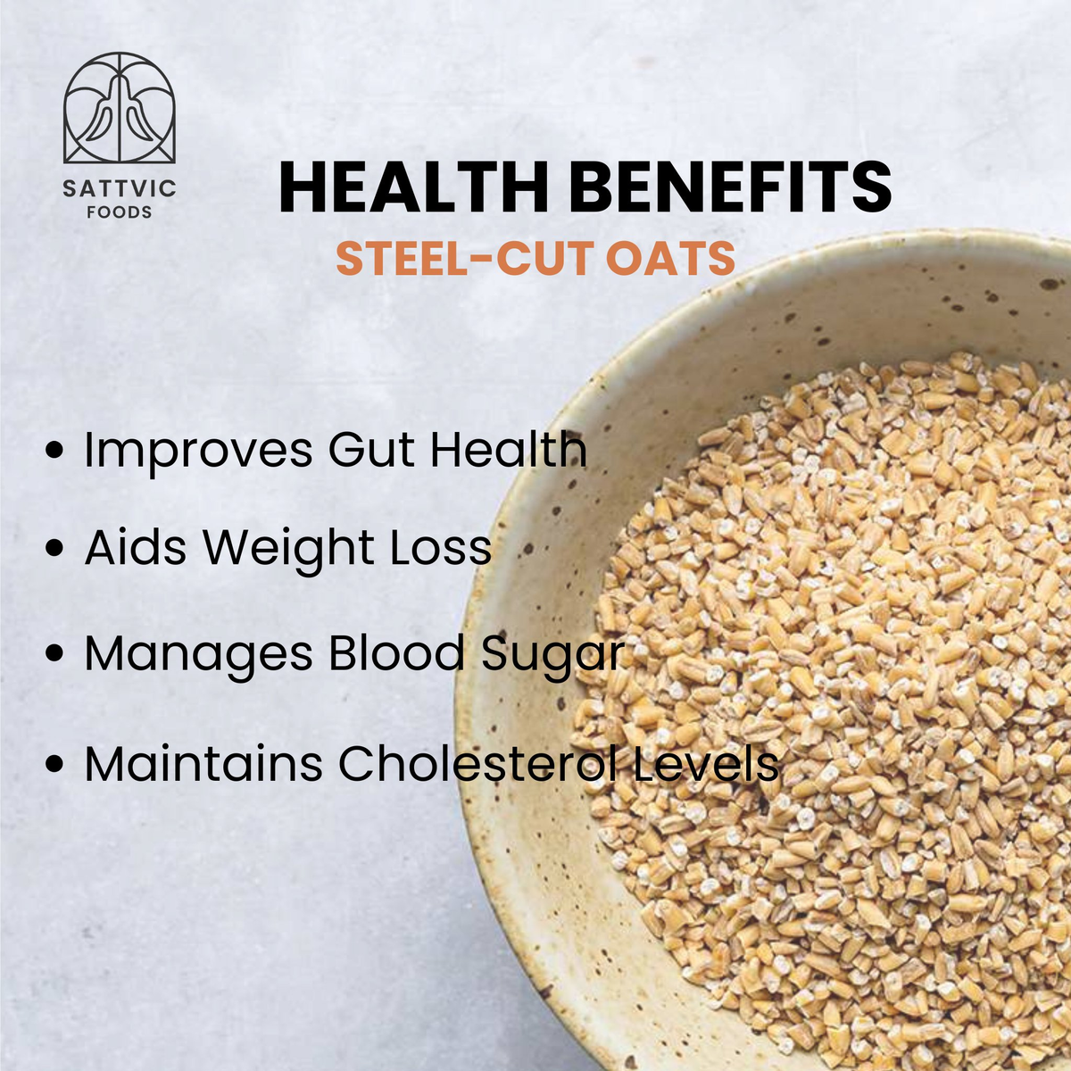 Image 5 of Sattvic Foods Steel Cut Oats | Gluten-free & Low GI