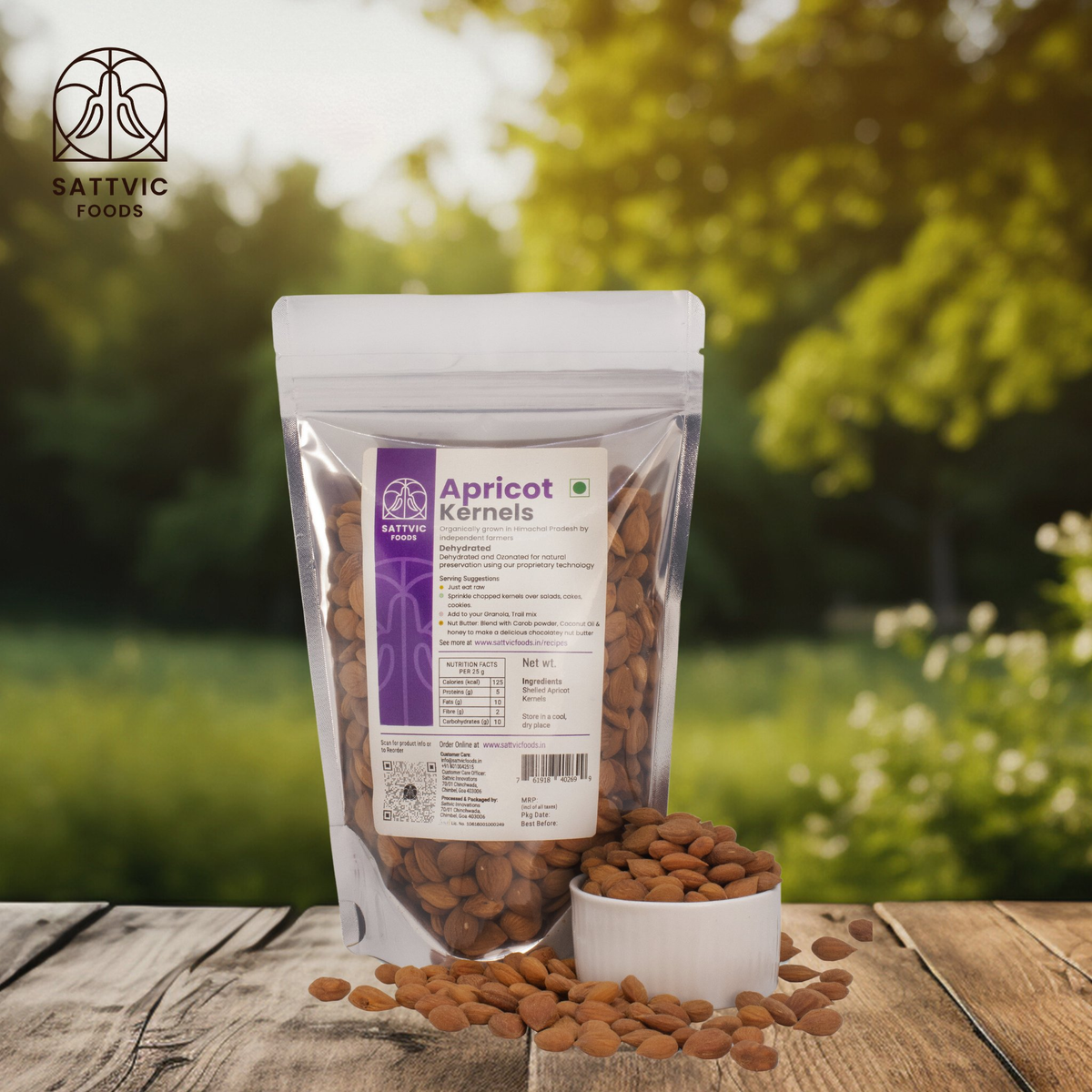 Image 2 of Sattvic Foods Sweet Apricot Kernels | Immune Boosting & Heart Healthy