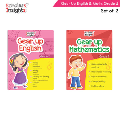 Image 2 of Scholars Insights Gear Up English & Maths Grade 5 Books Set Of 2| Grammar Skills, Maths Logical Reasoning, Problem Solving Book| Ages 10-11 Years