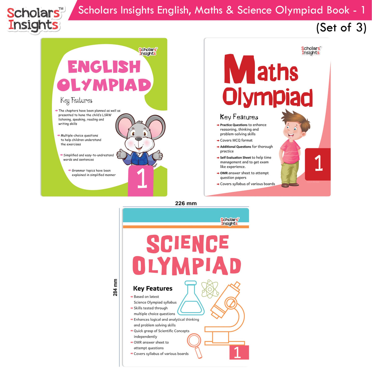 Image 3 of Scholars Insights Olympiad English, Maths and Science Workbooks Set Grade 1| Set of 3| Ages 6 - 8 Year