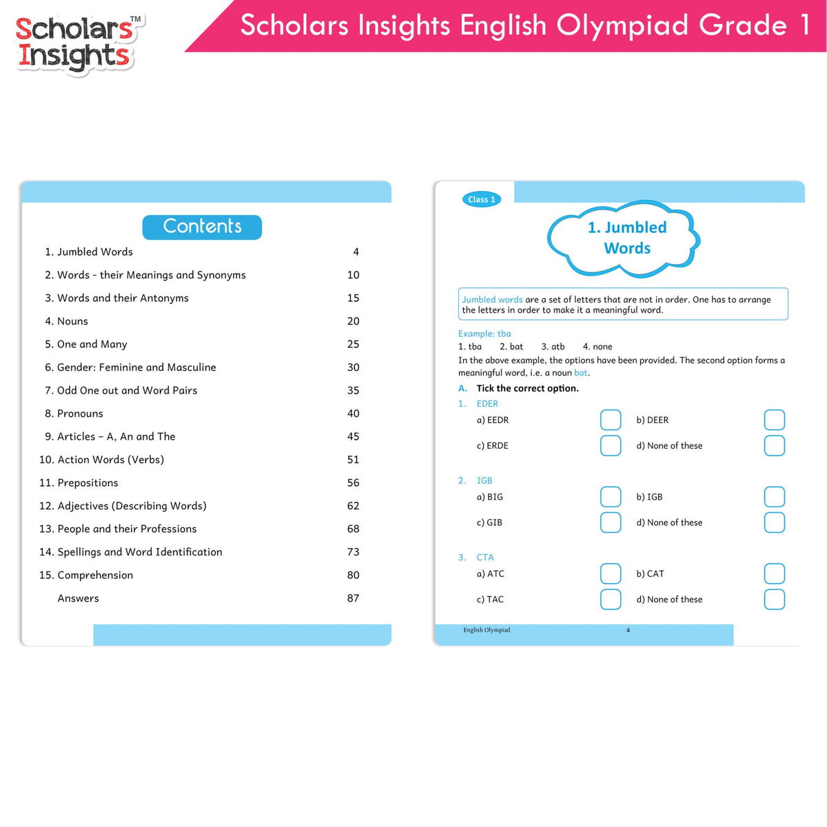 Image 4 of Scholars Insights Olympiad English, Maths and Science Workbooks Set Grade 1| Set of 3| Ages 6 - 8 Year