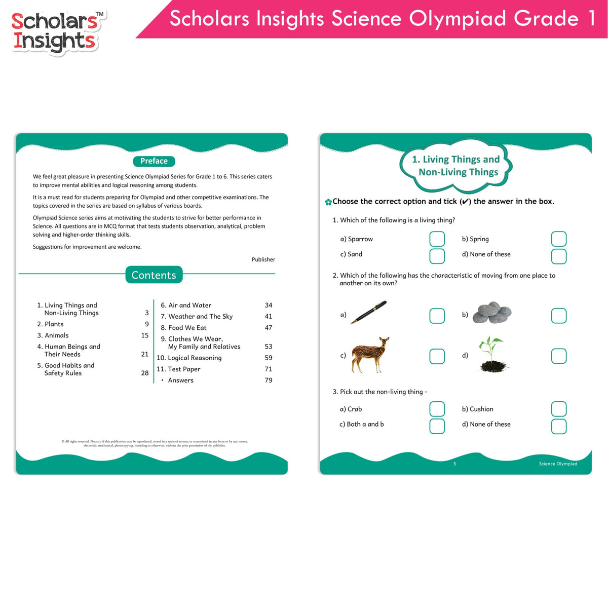 Image 6 of Scholars Insights Olympiad English, Maths and Science Workbooks Set Grade 1| Set of 3| Ages 6 - 8 Year