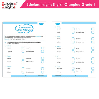 Image 8 of Scholars Insights Olympiad English, Maths and Science Workbooks Set Grade 1| Set of 3| Ages 6 - 8 Year