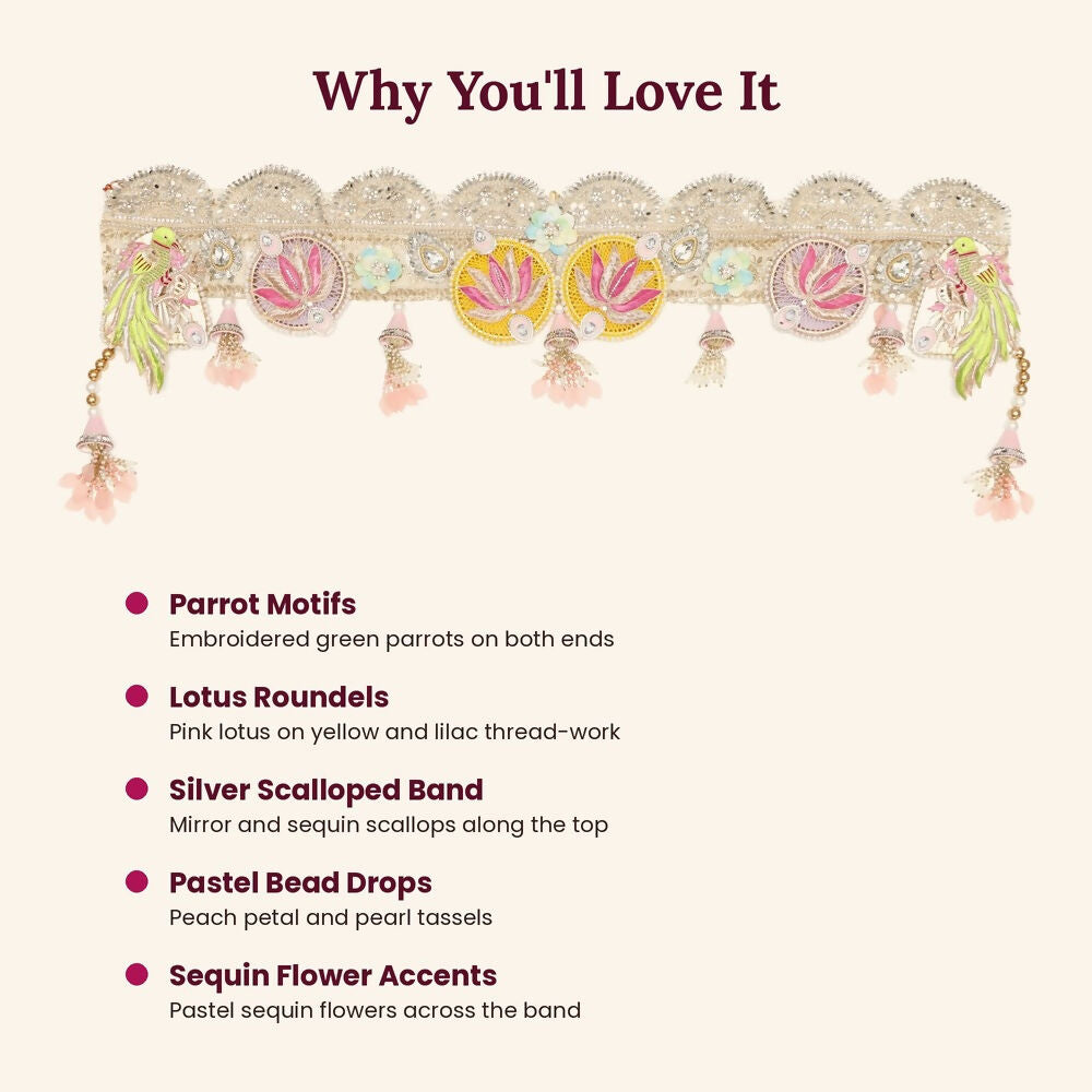 Image 3 of Renu's Creation Parrot & Lotus Pastel Toran