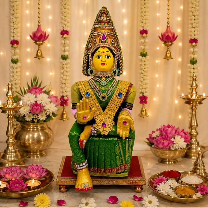 Image 3 of SRI YAGNAA - Varalakshmi Ammavari Decorated Doll - Green