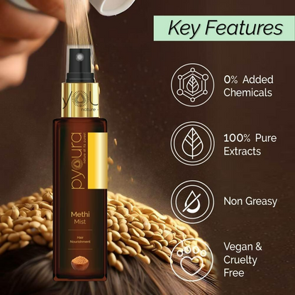 Image 5 of Pyoura Methi Hair Serum Mist Anti-Frizz Non-sticky & Non-greasy Hair Serum For Soft & Shiny Hair