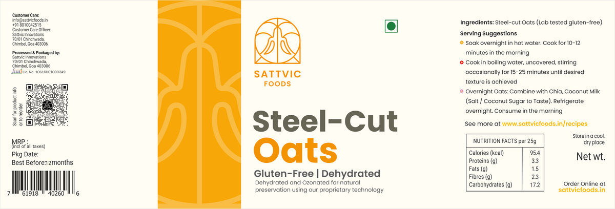 Image 9 of Sattvic Foods Steel Cut Oats | Gluten-free & Low GI