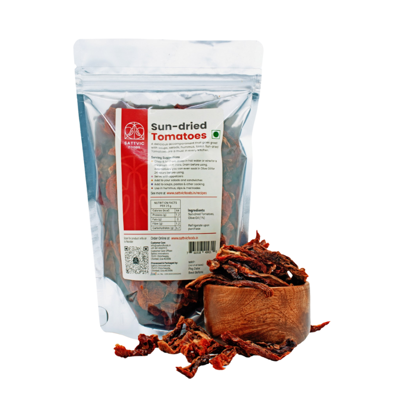 Image 11 of 100 gm for the product Sattvic Foods Sun-Dried Tomatoes | Indian Origin | 1% Olive Oil