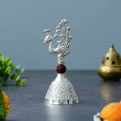 Image 5 of Webelkart Premium HandiCrafted Peacock Silver Plated Pooja Bell