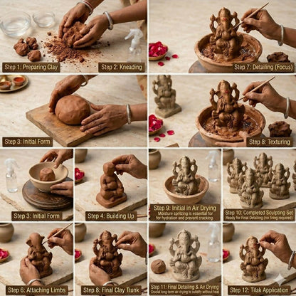 Image 7 of Saudeep India 6 Inch Mitti Ganesh Idol