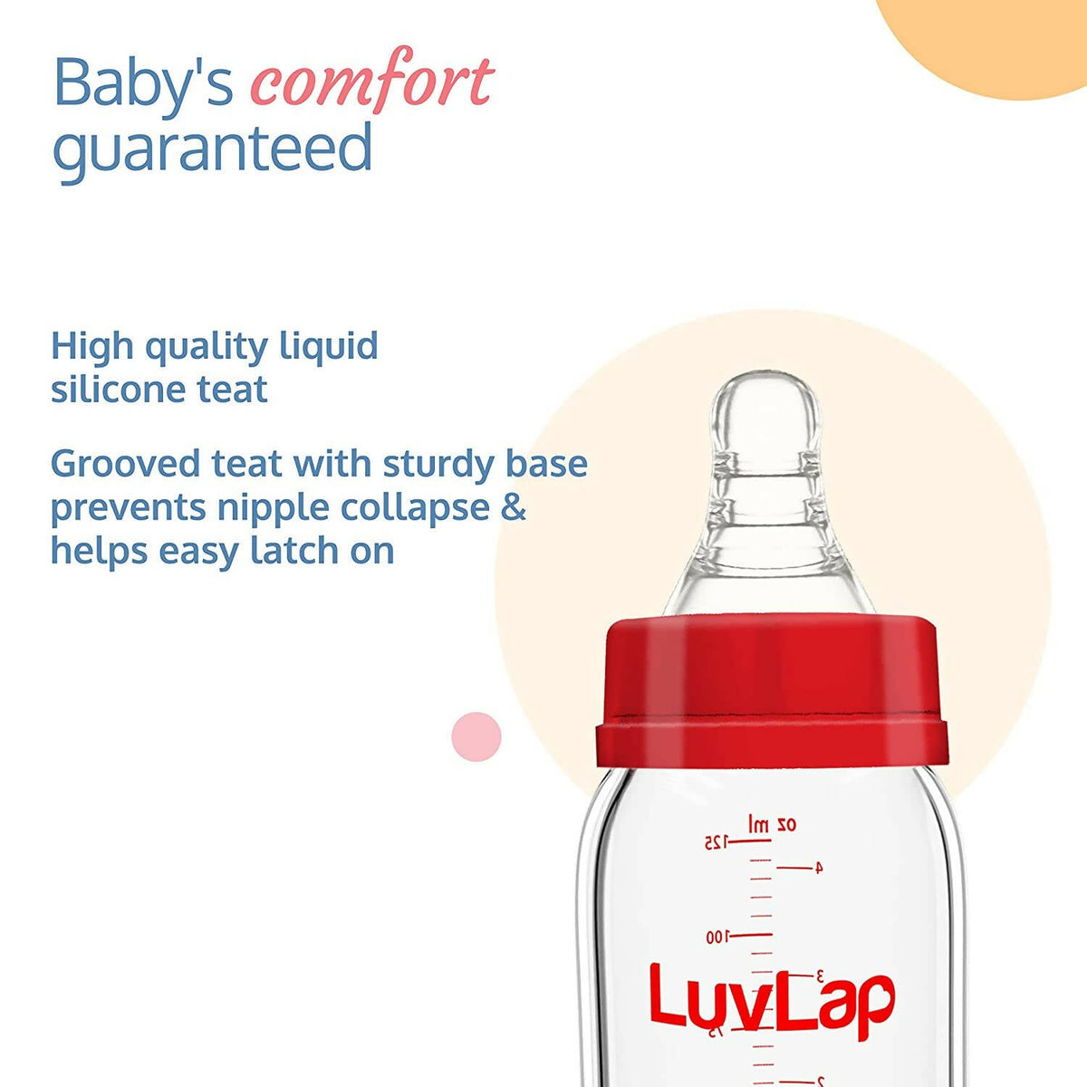 Image 2 of LuvLap Essential Slim Neck Glass Feeding Bottle