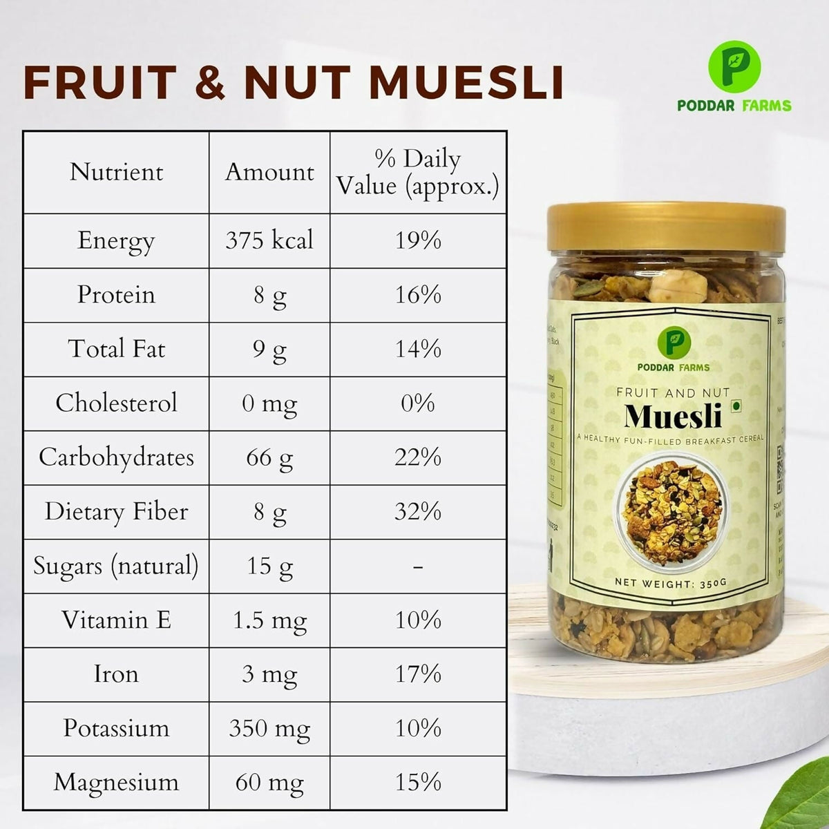 Image 8 of Poddar Farms Fruit and Nut Muesli & Chocolate Granola Combo