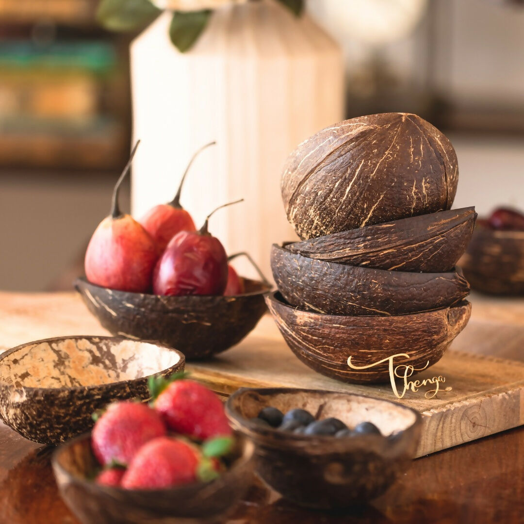 Image 8 of Thenga Natural Oval Coconut Shell Bowls