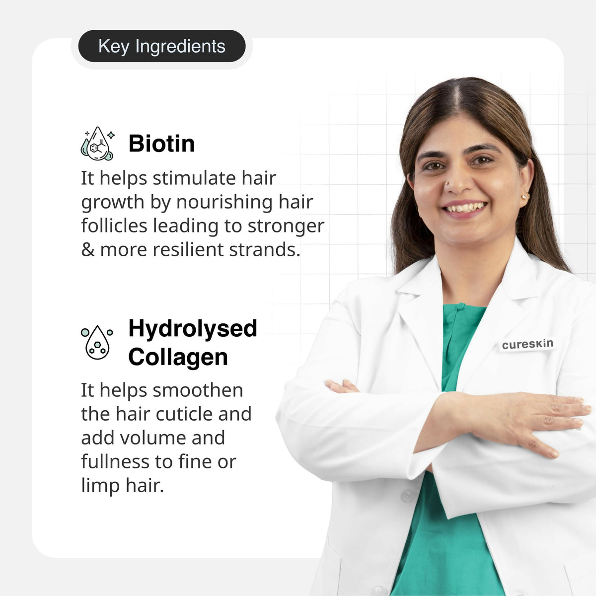 Image 3 of Cureskin Biotin & Collagen Vitamin B5 Glycolipids Shampoo: Strengthen Hair, Reduce Hairfall & Repair Damage