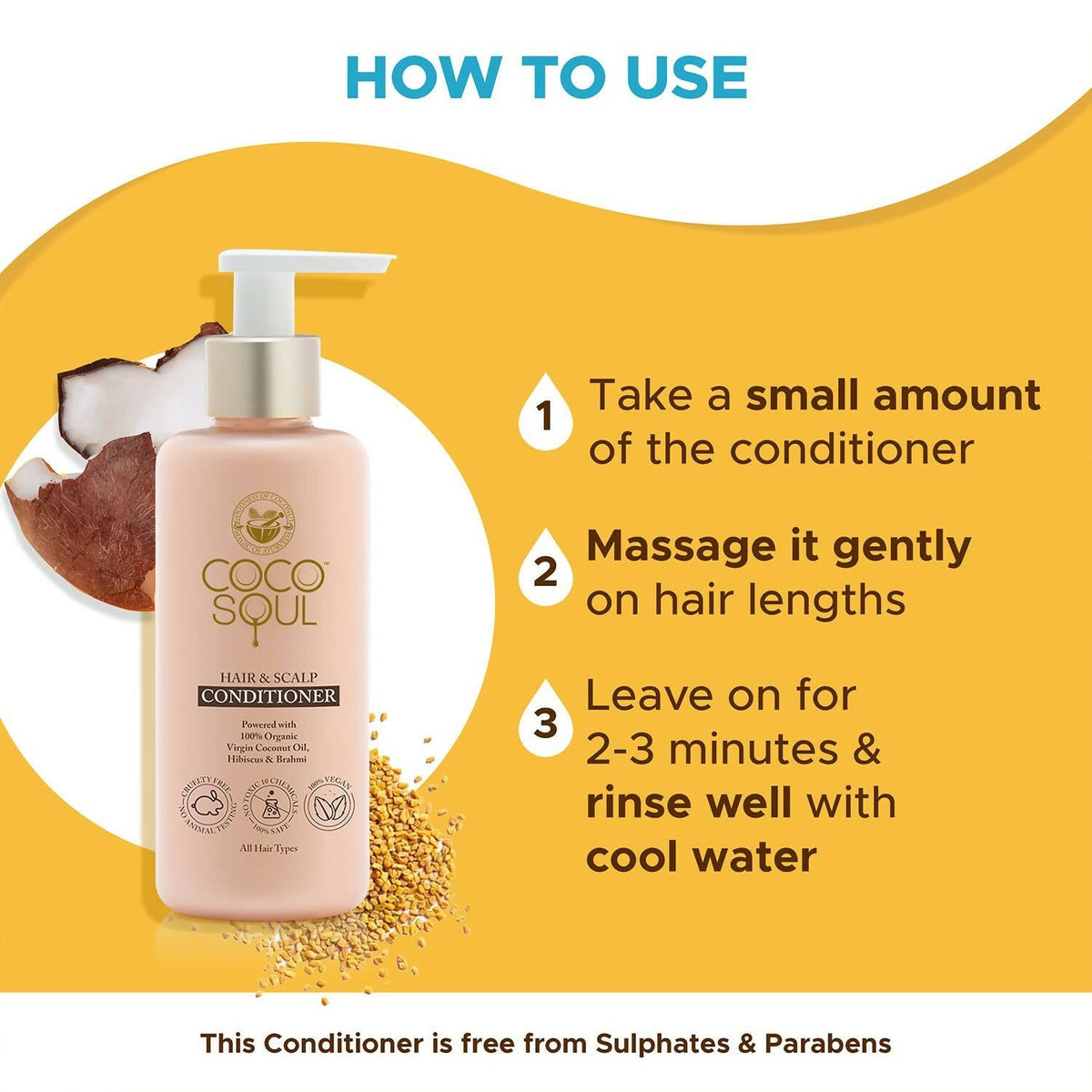 Image 3 of Coco Soul Hair & Scalp Conditioner with Coconut, Hibiscus & Brahmi