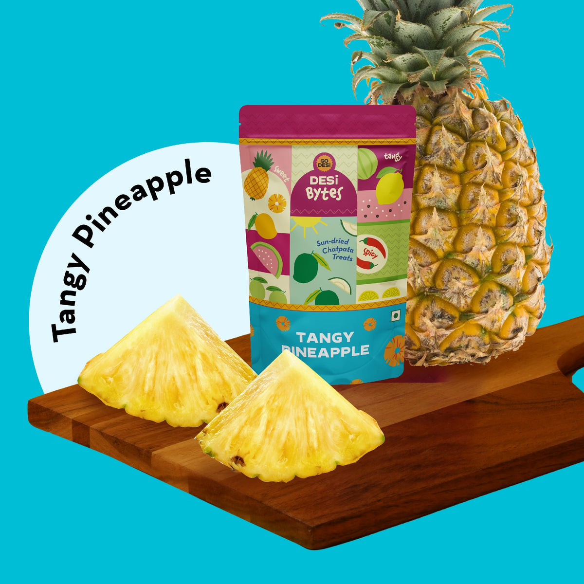 Image 4 of Go desi Tangy Pineapple Bytes | Sun-dried Pineapple Snack | 100% Natural | 150gms