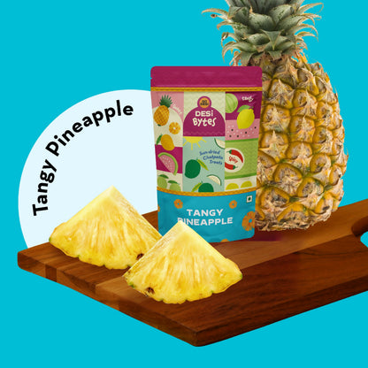 Image 4 of Go desi Tangy Pineapple Bytes | Sun-dried Pineapple Snack | 100% Natural | 150gms