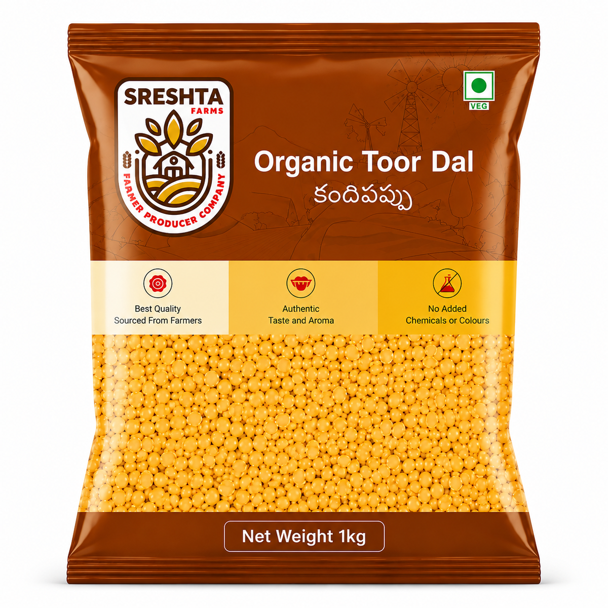 Image 1 of Sreshta Farms Organic Toor Dal (Kandi Pappu)