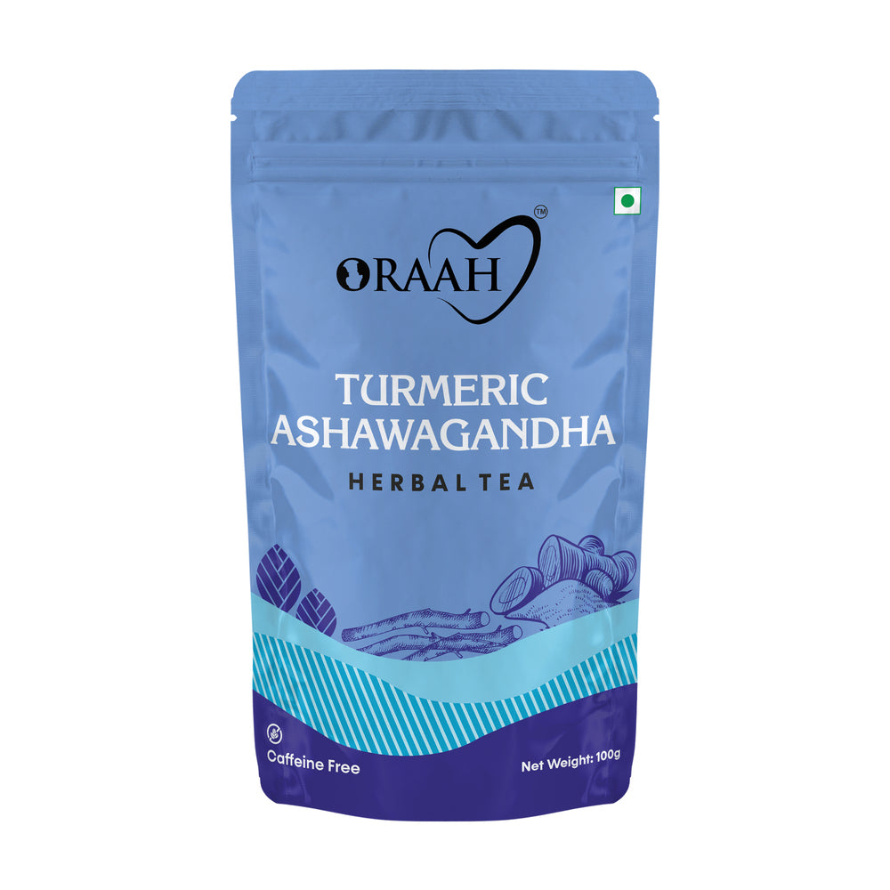 Image 1 of 100 gm for the product Oraah Turmeric Ashwagandha Herbal Tea