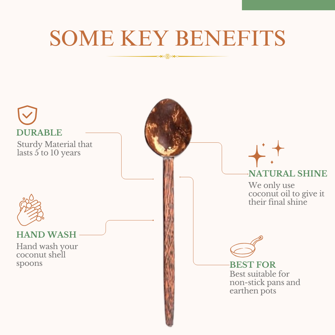 Image 3 of Thenga Coconut Shell Large Cooking Spoon Sets