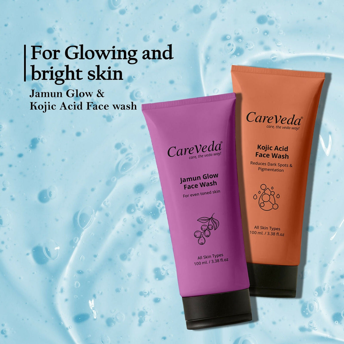 Image 4 of CareVeda Skin Glow Combo Set of 2 – Jamun Glow & Kojic Acid Face Wash All Skin Types