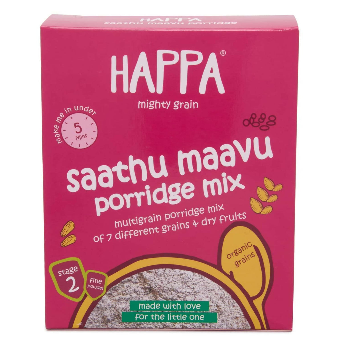 Image 1 of 200 gm for the product Happa Organic Baby Food Multigrain Saathu Maavu Porridge Mix