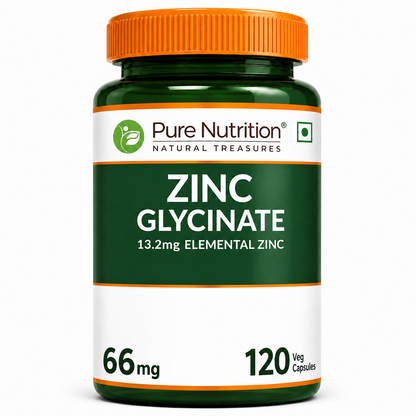 Image 1 of 120 caps for the product Pure Nutrition Zinc Glycinate Supplement (66 mg) Veg Capsules