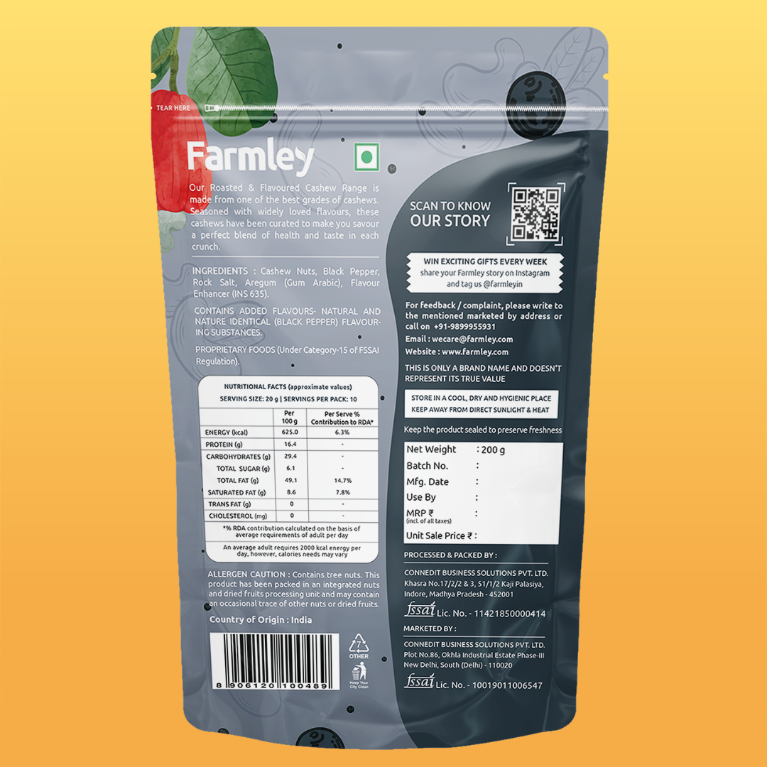 Image 5 of Farmley Black Pepper Cashews - Roasted