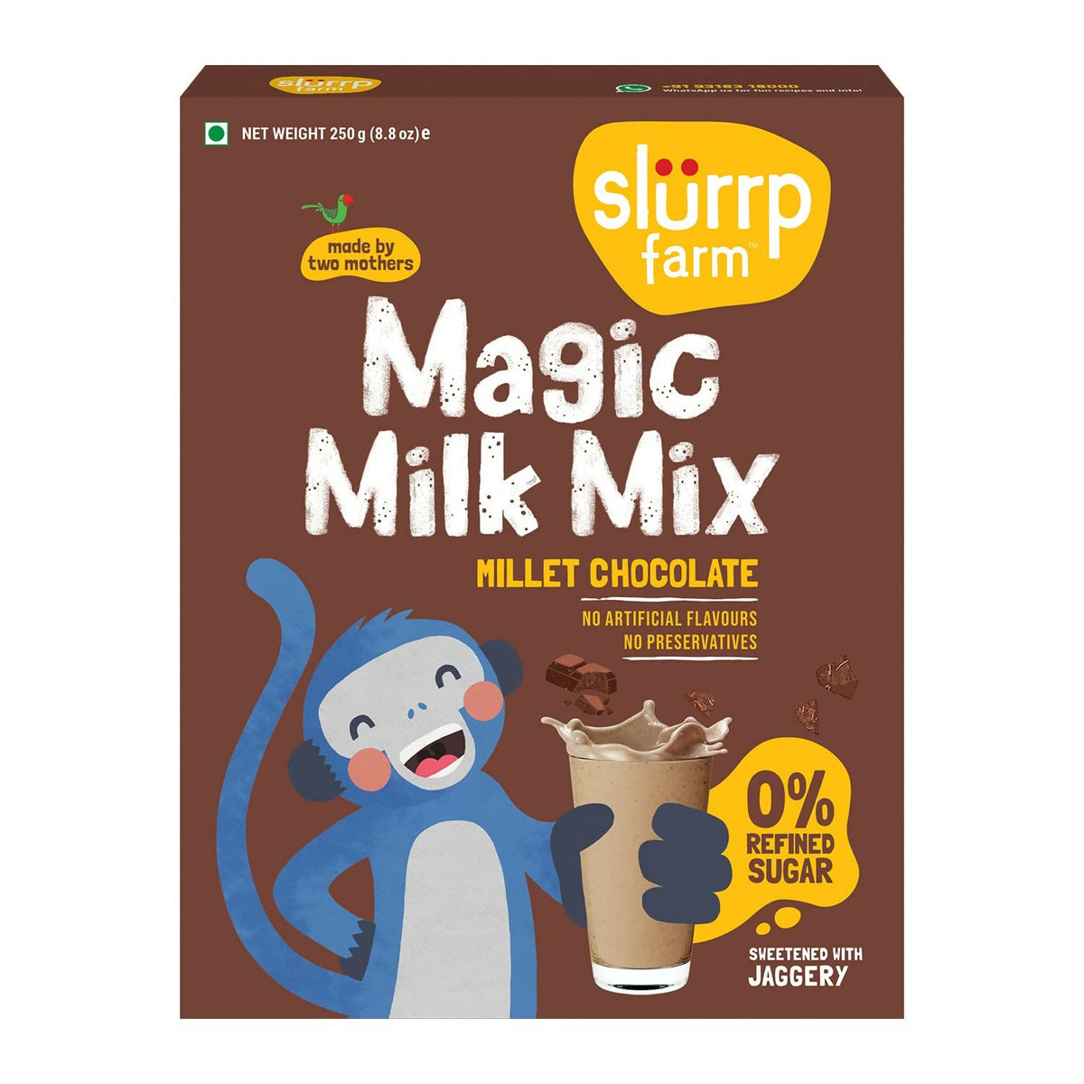 Image 1 of 250 gm / Pack of 1 for the product Slurrp Farm Chocolate Milk Mix Sweetened with Jaggery Powder