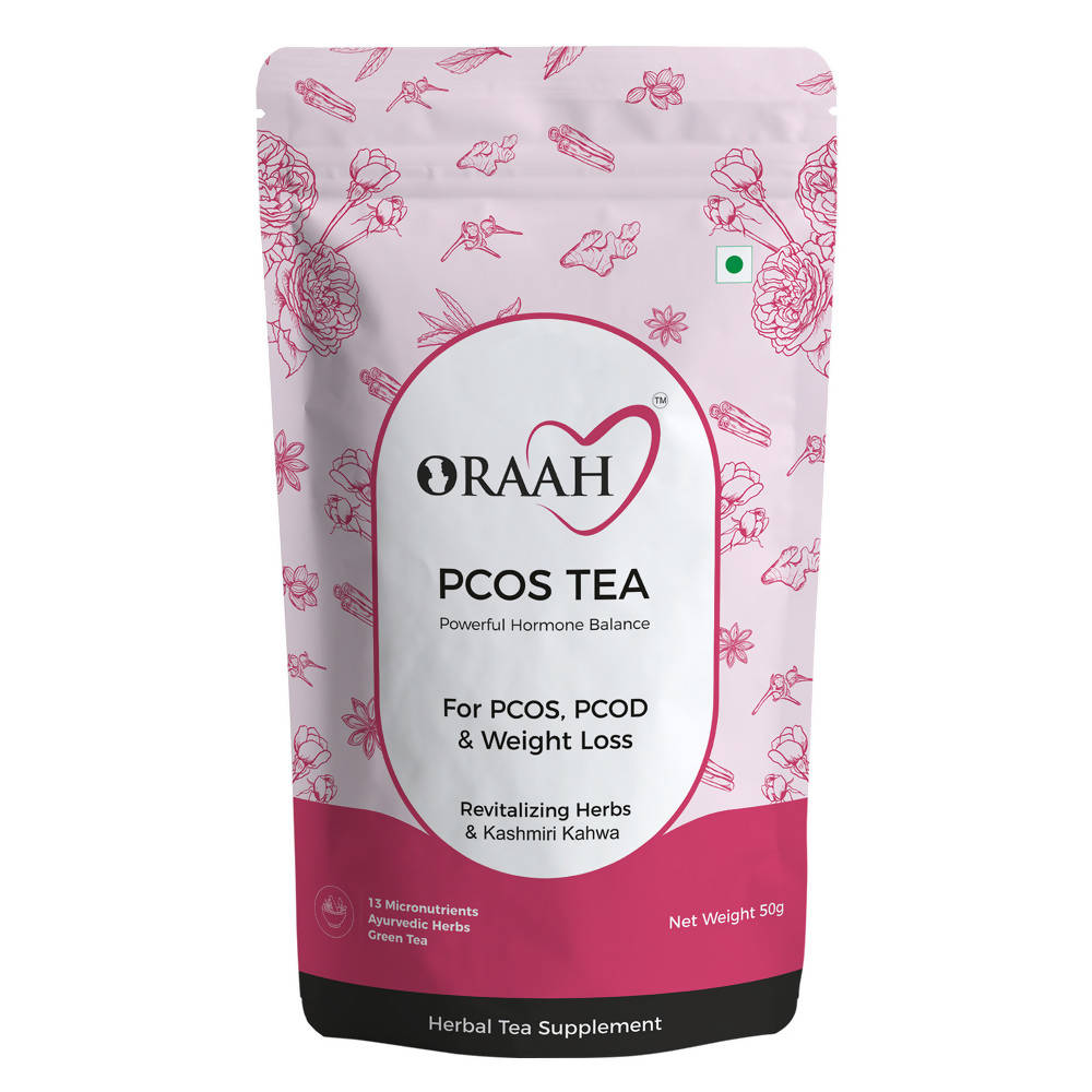 Image 1 of 50 gm / Pouch / Pack of 1 for the product Oraah PCOS PCOD Herbal Tea - Kashmiri Kahwa Flavour