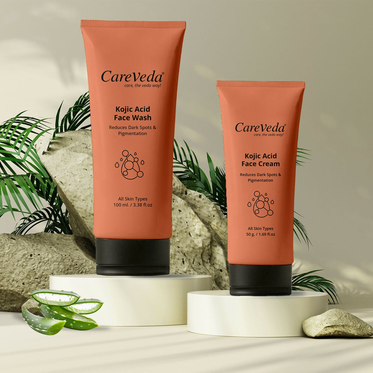 Image 3 of CareVeda Kojic Acid Bright Boost Combo Set of 2- Face Wash 100gm & Face Cream 50gm